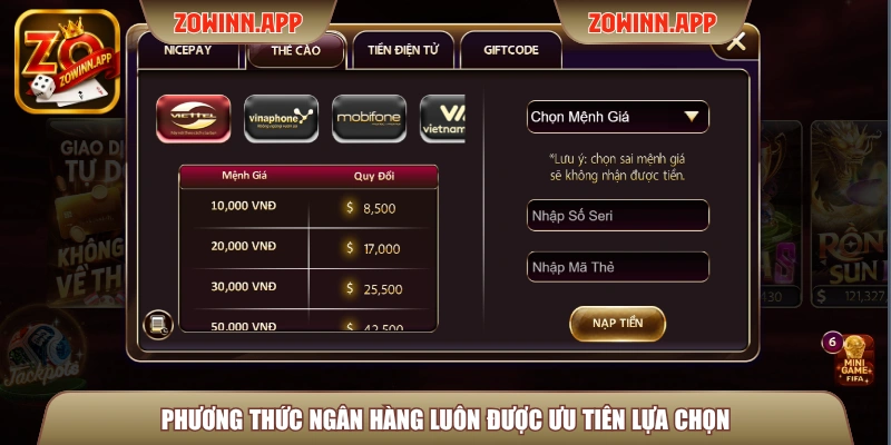 Phương thức ngân hàng luôn được ưu tiên lựa chọn